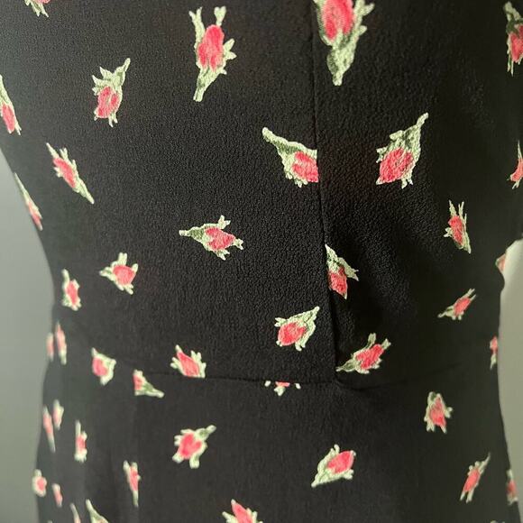 Topshop Petite Woman’s Rose Floral Print Black Summer Lace Trim Romper- Size 4 - Picture 7 of 11
